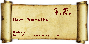 Herr Ruszalka névjegykártya